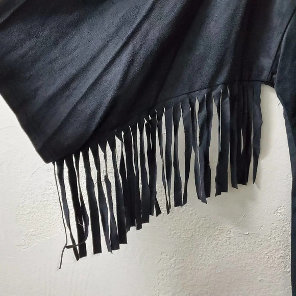 GINGER G | Fringe Boho Open Front Cardigan Black Small - Picture 3 of 6